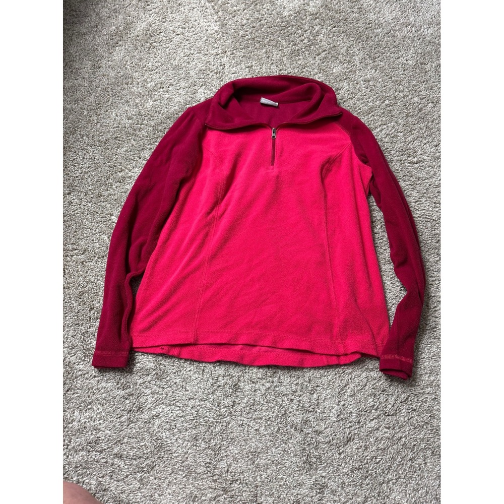 Columbia Womens XS Pink Magenta Quarter Zip Fleece Pullover Mock Neck Sweater